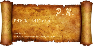 Pék Mária névjegykártya