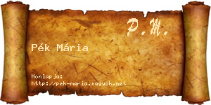 Pék Mária névjegykártya